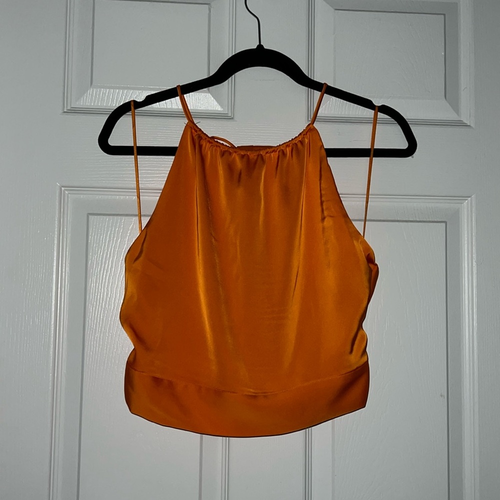 Brand new orange silk crop top